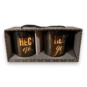 Strawberry Street Coffee Mug Set Heck Yes Heck No Black 14.5 oz Set of 2 New
